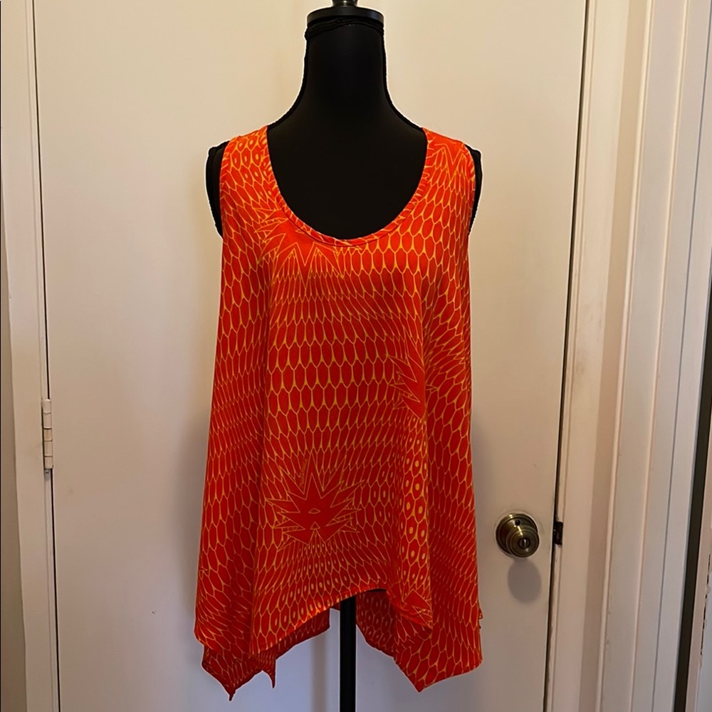 EUC Manuhealii Fly Away Tank Pineapple Orange & Yellow M